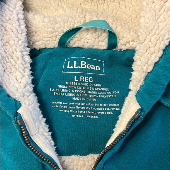 LLBean Sherpa-Lined Hoodie Zip L - Picture 4 of 7